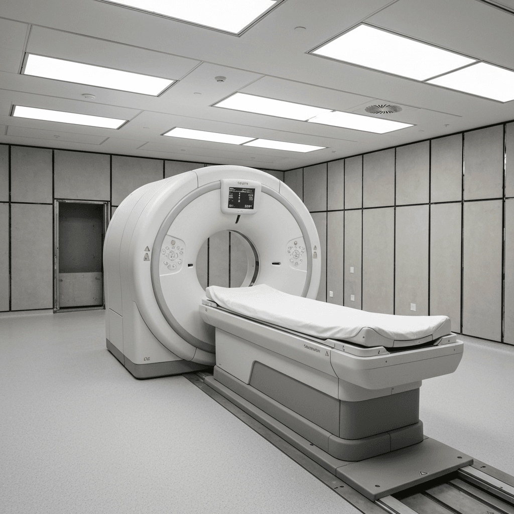 Hospital radiology room with lead shielding