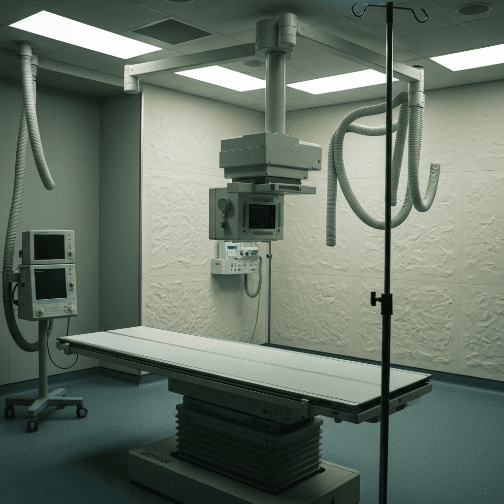 Hospital radiology room with lead shielding