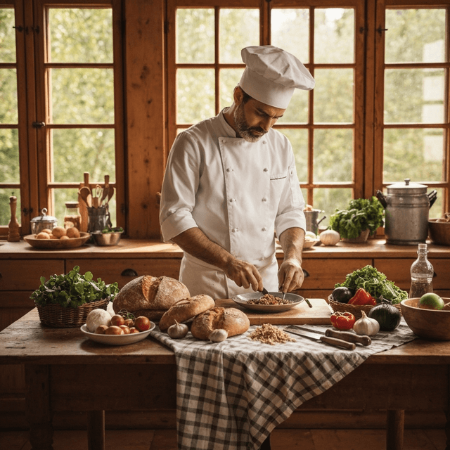 Chef preparing fresh ingredients