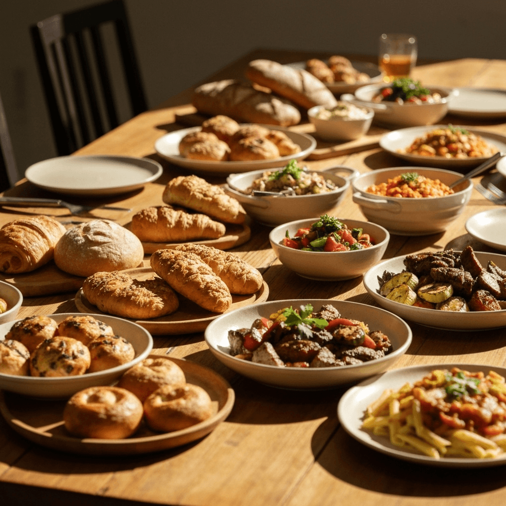 Family-style shared dishes